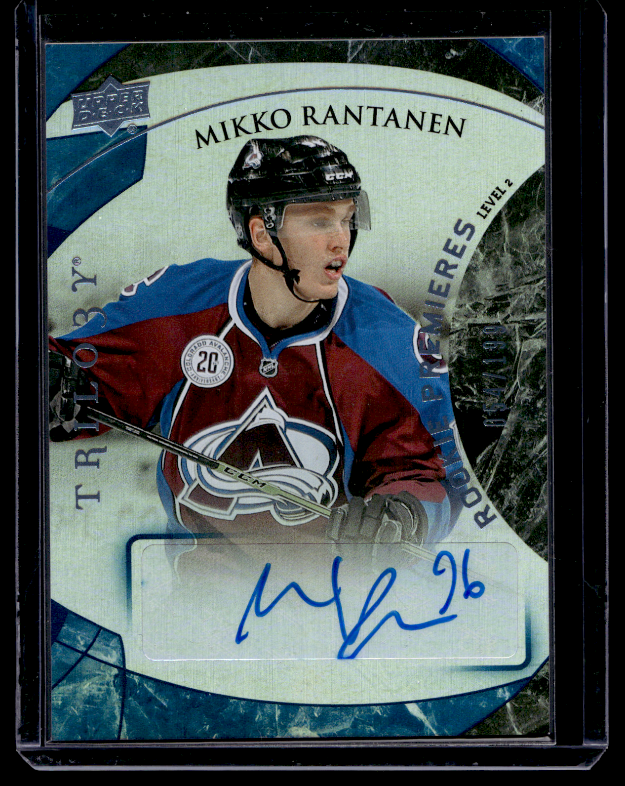 2015-16 Upper Deck Trilogy - Blue Rainbow Foil - Level 2 - Rookie Premieres Autograph - Mikko Rantanen #165 /199 RY