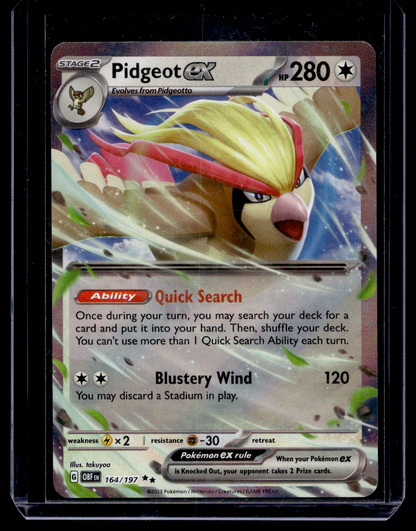 2023 Pokemon - Scarlet & Violet - Obsidian Flames - Pidgeot ex #164