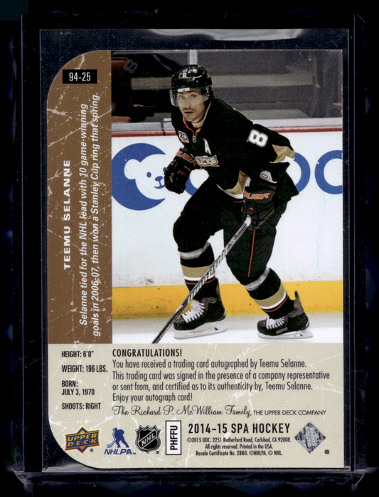 2014-15 Upper Deck SP Authentic - 1994-95 SP Retro - Autographs - Teemu Selanne #94-25
