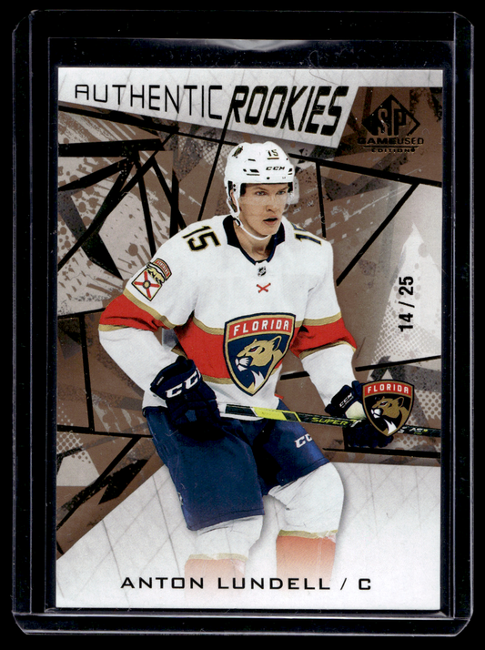 2021-22 Upper Deck SP Game Used - Gold Fragment - Authentic Rookies - Anton Lundell #188 /25 RC