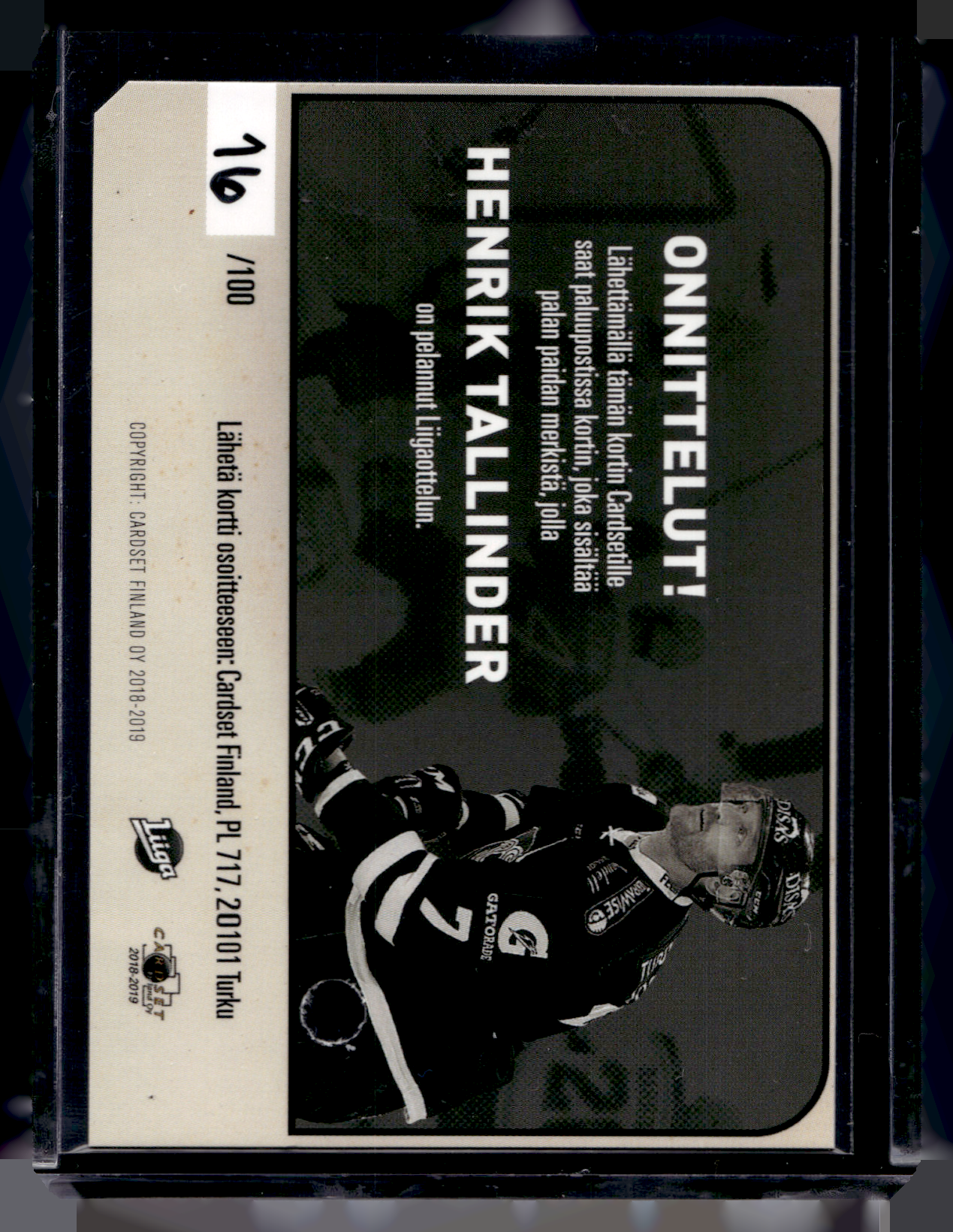 2018-19 Cardset - Patch - Henrik Tallinder /100