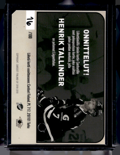2018-19 Cardset - Patch - Henrik Tallinder /100