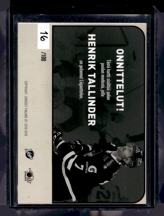 2018-19 Cardset - Patch - Henrik Tallinder /100