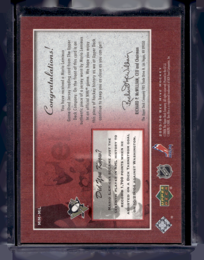 2005-06 Upper Deck Bee Hive - Matted Materials - Mario Lemieux #MM-ML