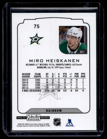 2022-23 Upper Deck OPC Platinum - Rainbow - Miro Heiskanen #75