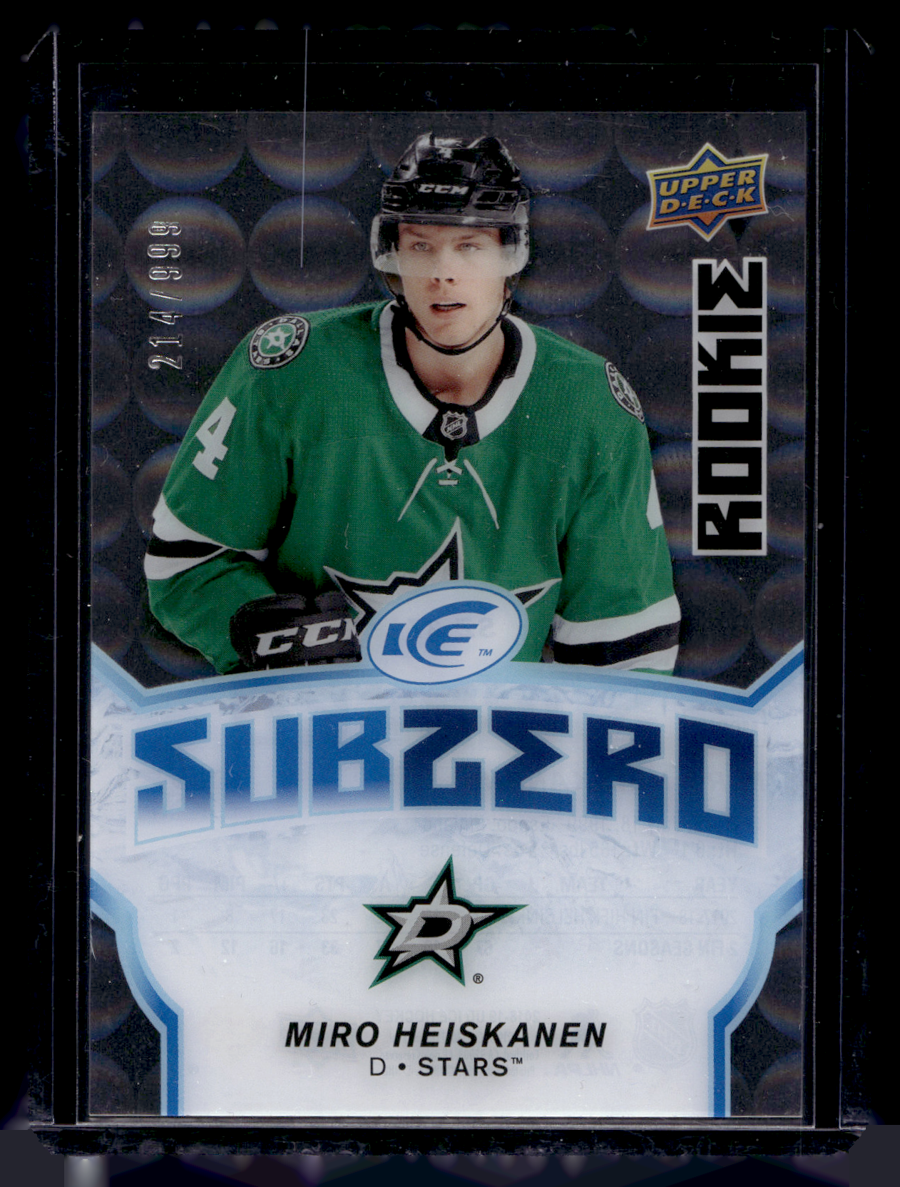 2018-19 Upper Deck Ice - Sub Zero - Rookie - Miro Heiskanen #SZ-37 /999 RY