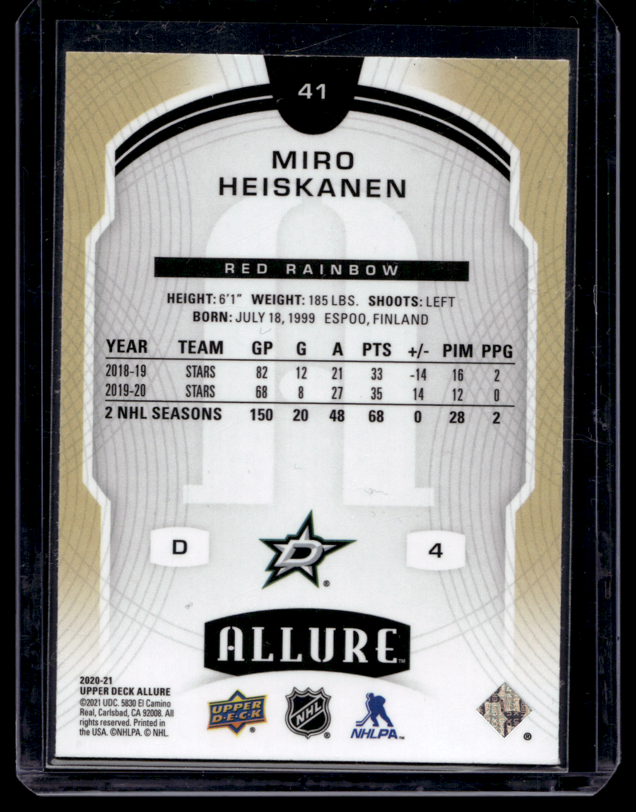2020-21 Upper Deck Allure - Red Rainbow - Miro Heiskanen #41