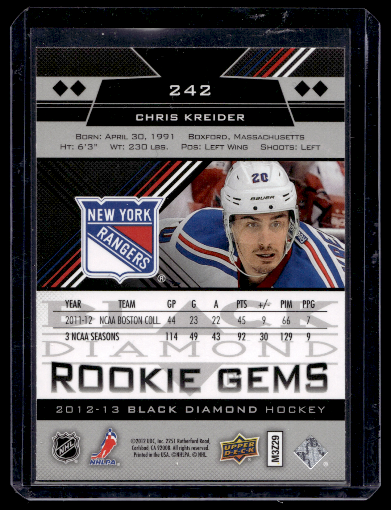 2012-13 Upper Deck Black Diamond - Quad Diamond Rookie Gems - Chris Kreider #242 RC