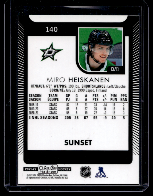 2021-22 Upper Deck OPC Platinum - Sunset - Miro Heiskanen #140