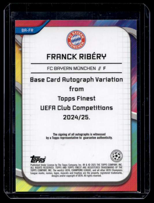 2024-25 Topps Finest UEFA Club Competitions - Autographs - Magenta Refractor - Frank Ribéry #BA-FR /75