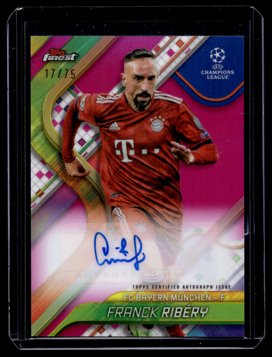 2024-25 Topps Finest UEFA Club Competitions - Autographs - Magenta Refractor - Frank Ribéry #BA-FR /75