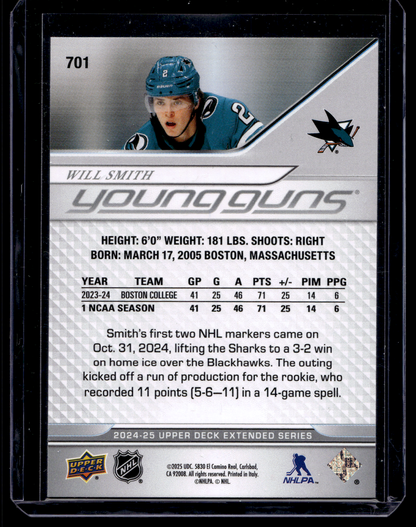 2024-25 Upper Deck Young Guns - Will Smith #701 RC