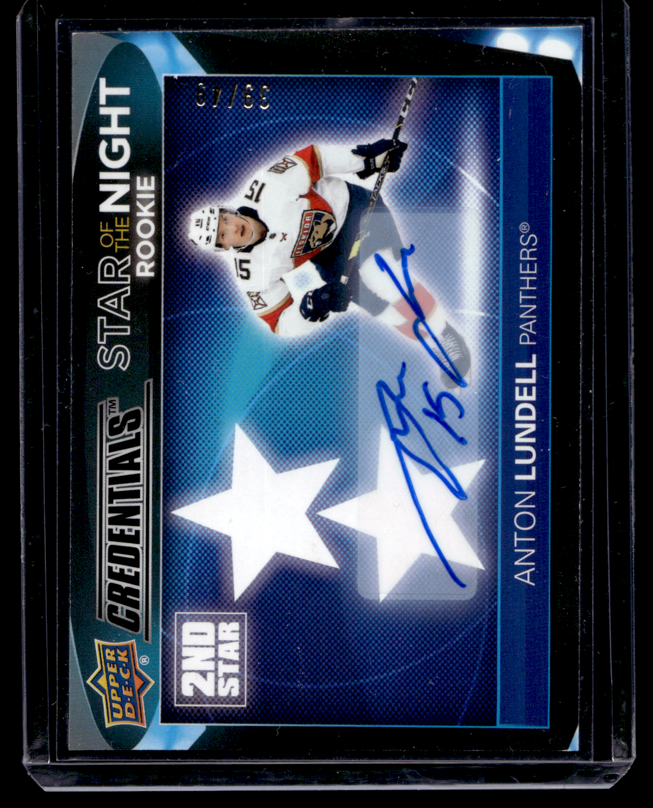 2021-22 Upper Deck Credentials - 2nd Star of the Night Rookies - Autographs - Anton Lundell #2SR-5 /49 RY