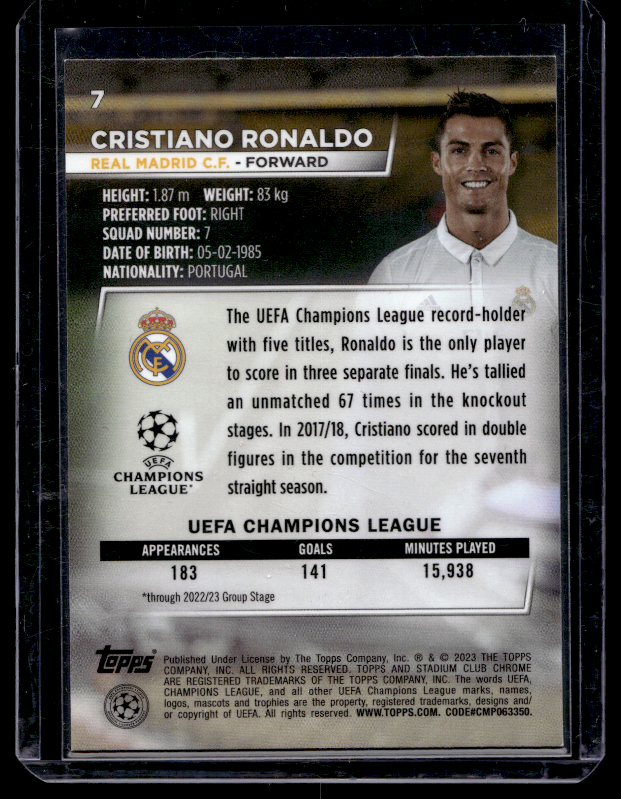 2022-23 Topps Stadium Club Chrome UEFA Club Competitions - Cristiano Ronaldo #7
