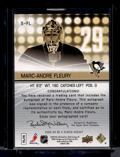 2008-09 Upper Deck Be a Player - Signatures - Marc-Andre Fleury #S-FL