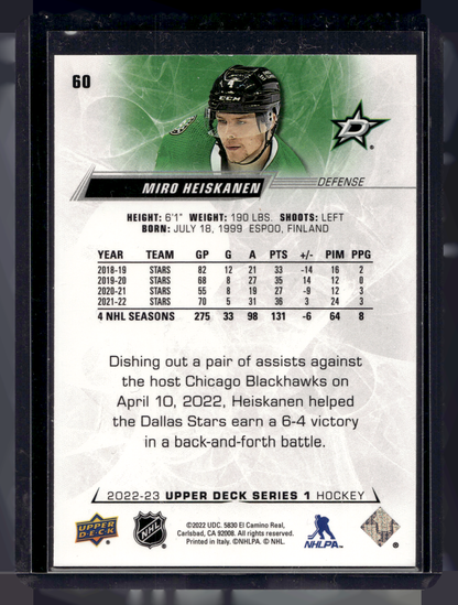 2022-23 Upper Deck Series 1 - Speckled Rainbow Foil - Miro Heiskanen #60