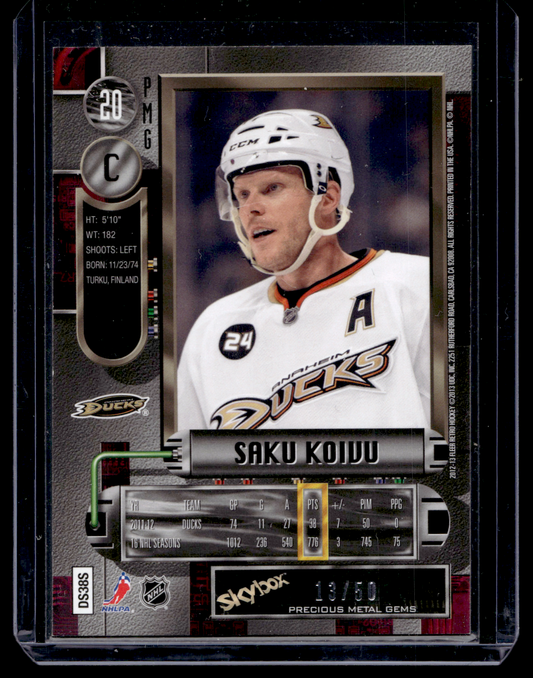 2012-13 Fleer Retro - 1997-98 Metal Universe Design - Precious Metal Gems Blue - Saku Koivu #20PMG /50