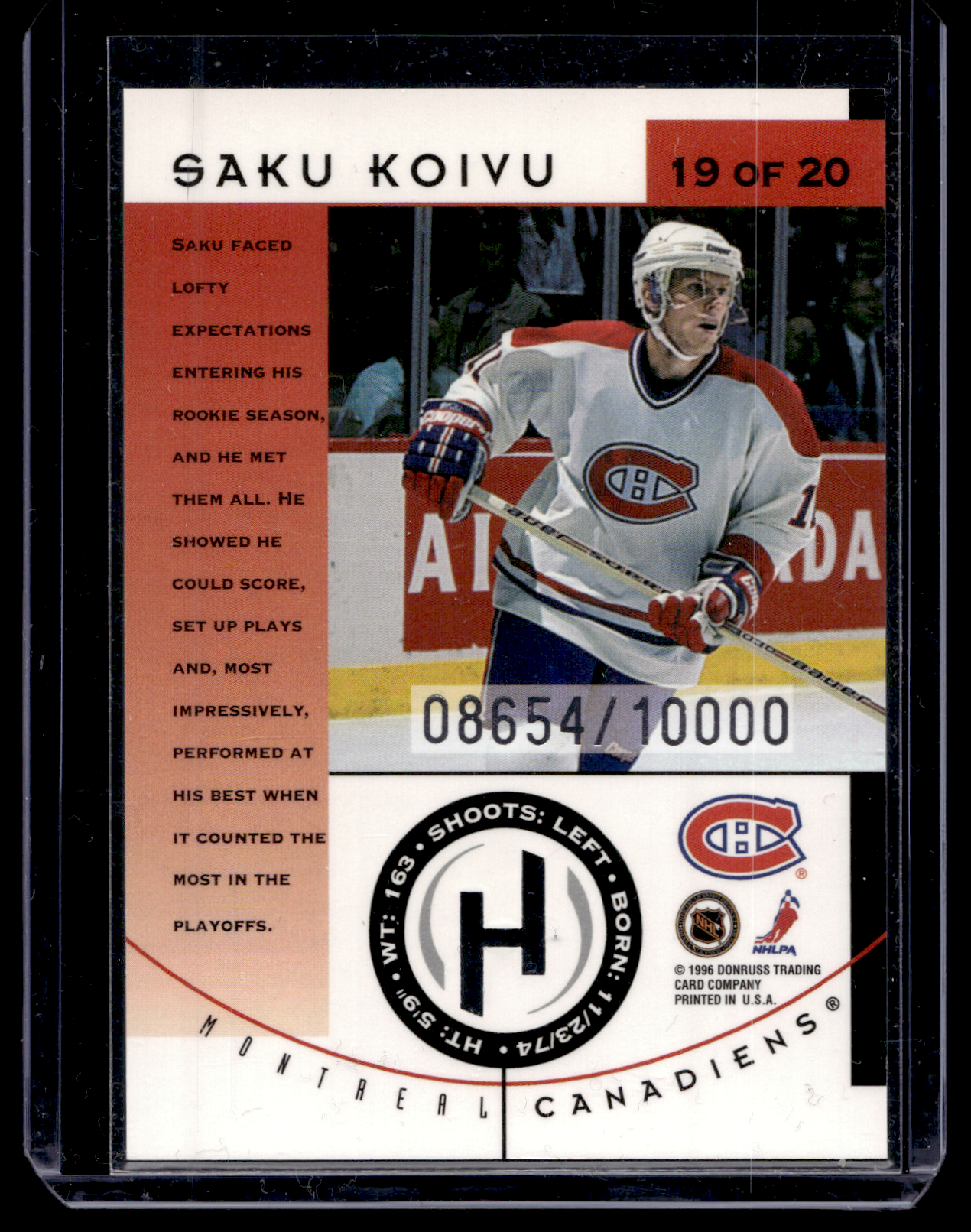 1996-97 Donruss - Hit List - Saku Koivu #19 /10000