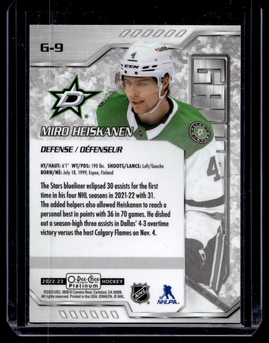 2022-23 Upper Deck OPC Platinum - Galvanized - Miro Heiskanen #G-9