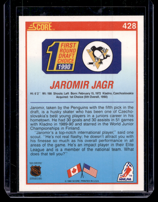 1990-91 Score - First Round Draft Choice - Jaromir Jagr #428 RC