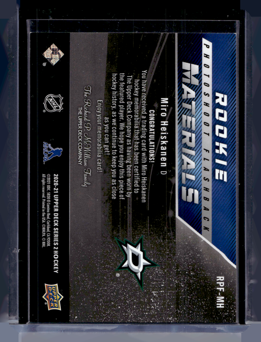 2020-21 Upper Deck - Rookie Photoshoot Flashback Materials - Miro Heiskanen #RPF-MH