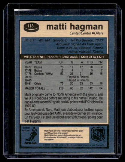 1981-82 O-Pee-Chee - Matti Hagman #113 RC