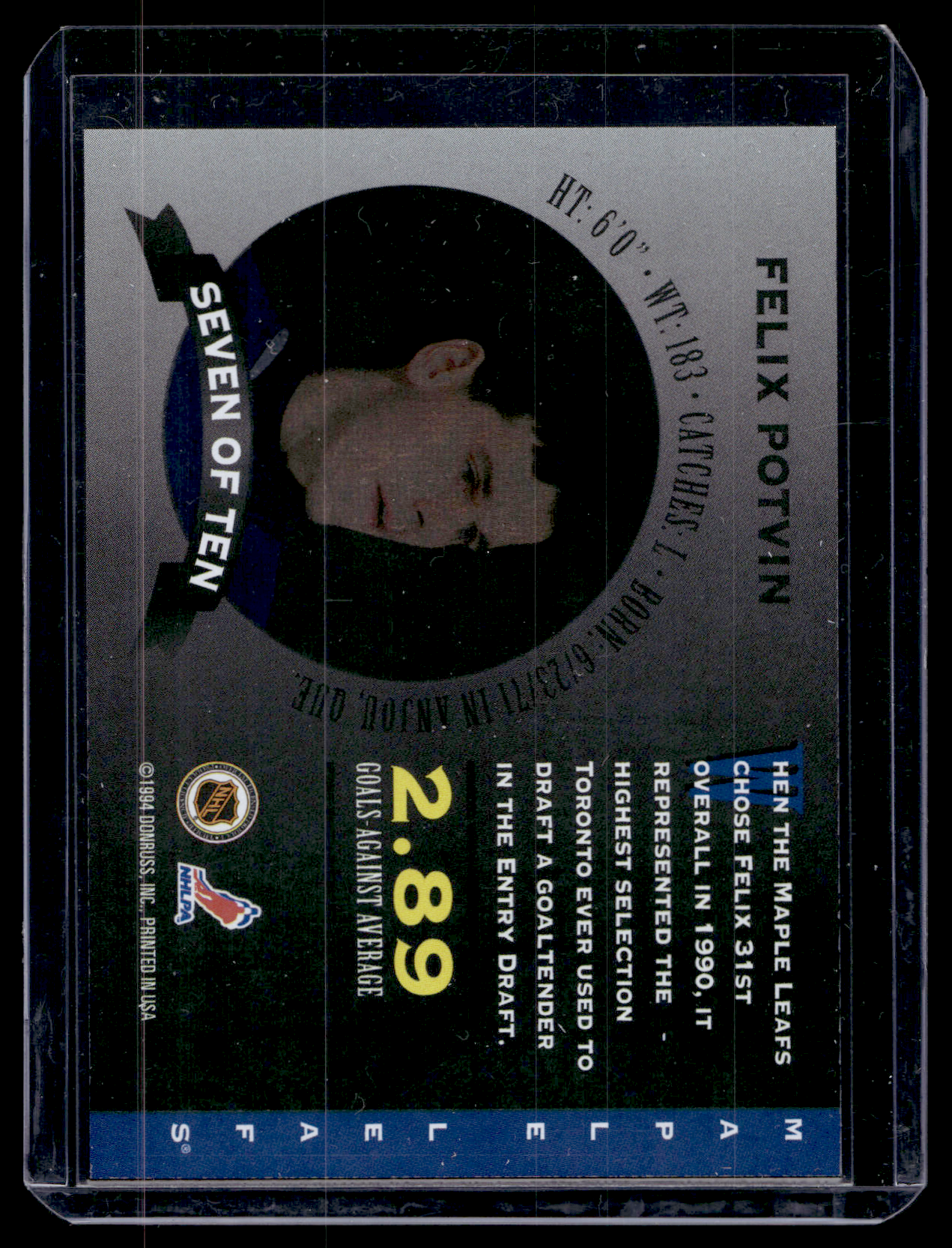 1994-95 Donruss - Masked Marvels - Felix Potvin #7