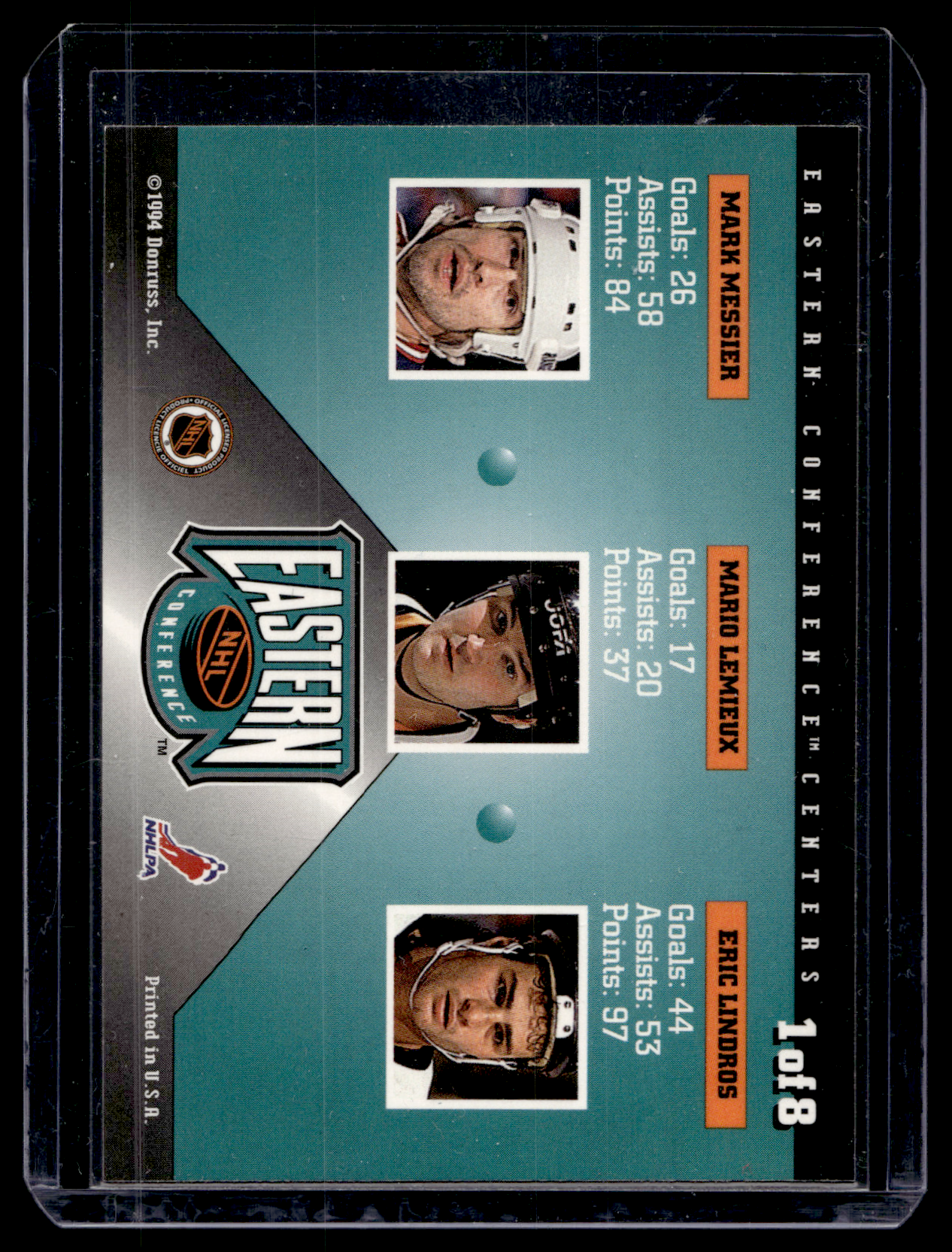 1994-95 Donruss - Dominators - Eric Lindros / Mario Lemieux / Mark Messier #1