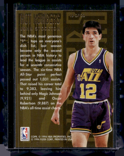 1994-95 Flair - Hot Numbers - John Stockton #18