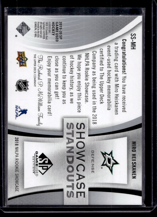 2019-20 Upper Deck SP Game Used - Showcase Standouts - Miro Heiskanen #SS-MH