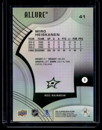 2021-22 Upper Deck Allure - Red Rainbow - Miro Heiskanen #41