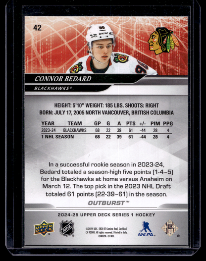 2024-25 Upper Deck Series 1 - Outburst Silver - Connor Bedard #42