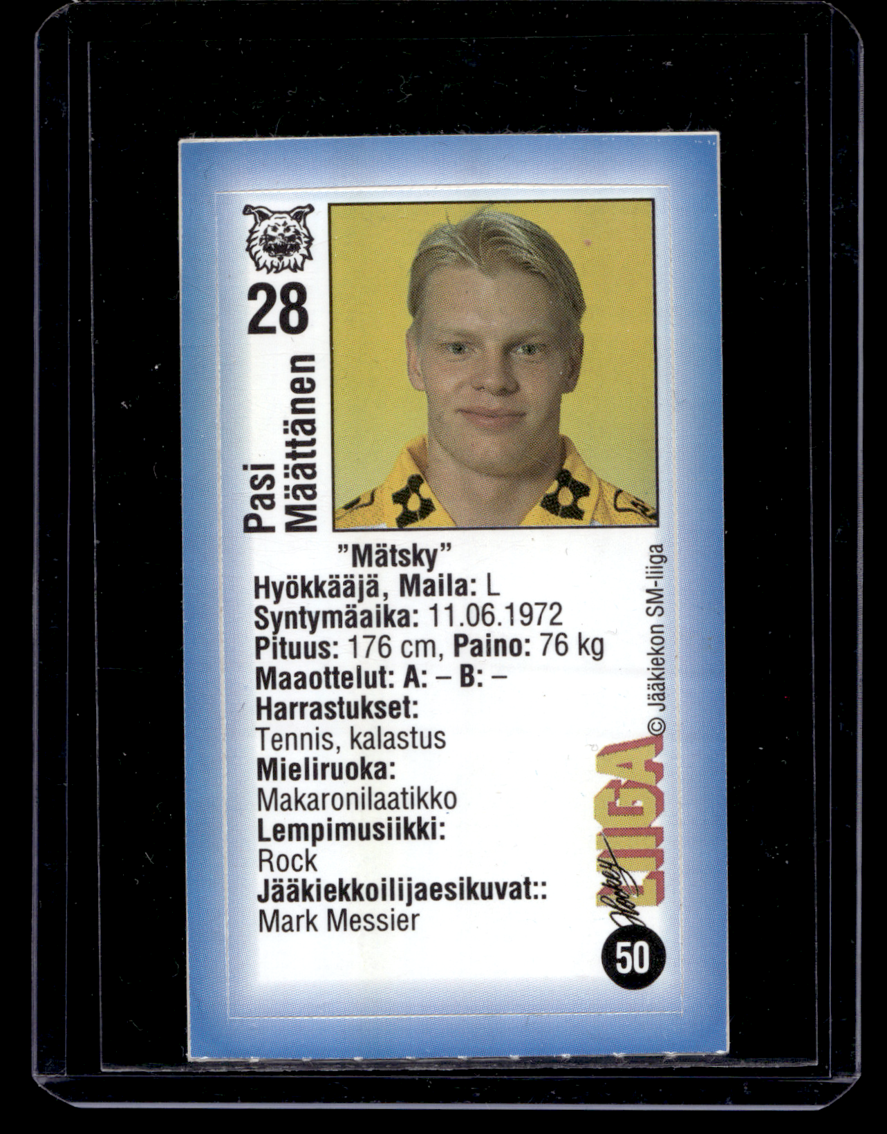 1992-93 JyväsHyvä HockeyLiiga - Pasi Määttänen #50