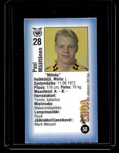 1992-93 JyväsHyvä HockeyLiiga - Pasi Määttänen #50