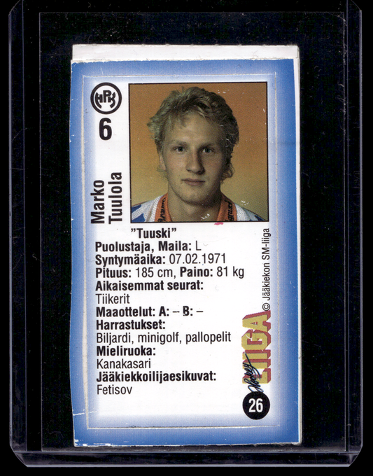 1992-93 JyväsHyvä HockeyLiiga - Marko Tuulola #26