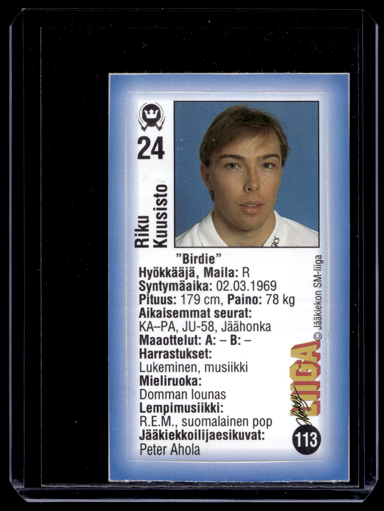 1992-93 JyväsHyvä HockeyLiiga - Riku Kuusisto #113