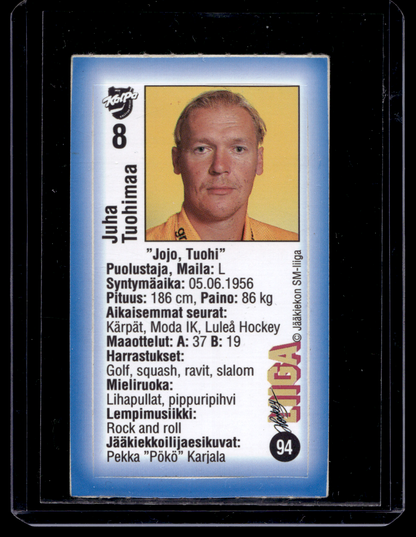 1992-93 JyväsHyvä HockeyLiiga - Juha Tuohimaa #94