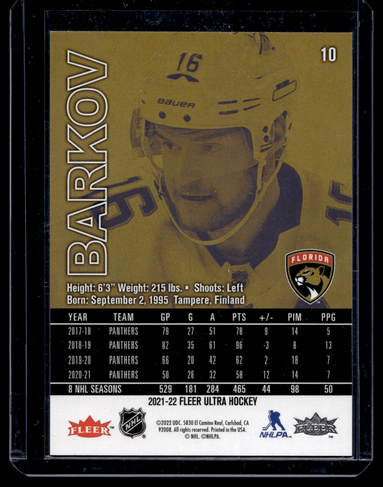 2021-22 Upper Deck Fleer Ultra - Rainbow Foil - Aleksander Barkov #10