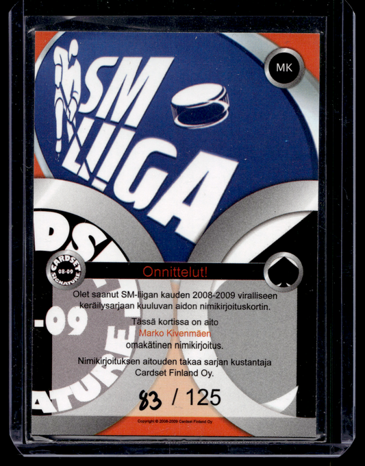 2008-09 Cardset Signature - Marko Kivenmäki /125