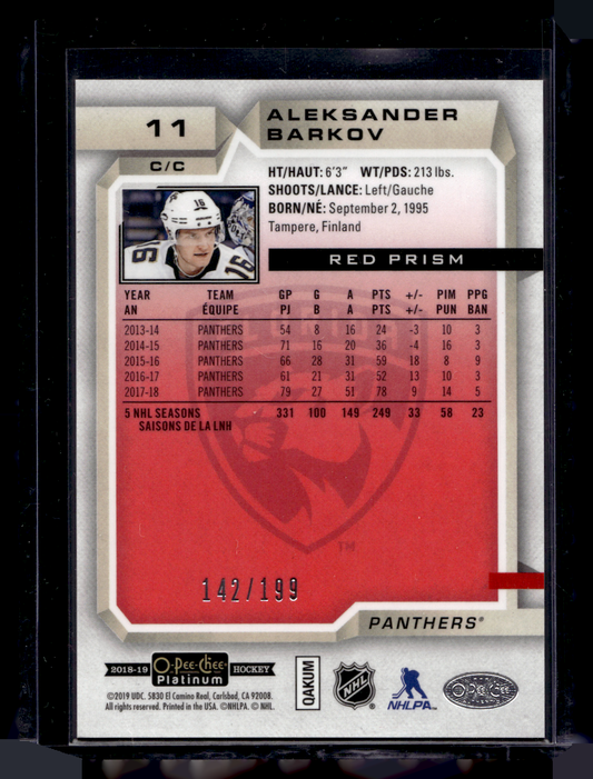 2018-19 Upper Deck OPC Platinum - Red Prism - Aleksander Barkov #11 /199