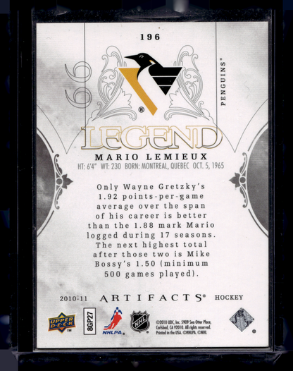 2010-11 Upper Deck Artifacts - Silver - Mario Lemieux #196 /25