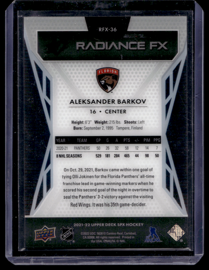 2021-22 Upper Deck SPx - Radiance F/X - Aleksander Barkov #RFX-36