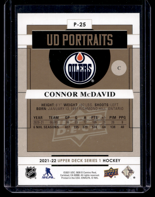 2021-22 Upper Deck Series 1 - UD Portraits - Connor McDavid #P-25