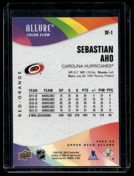 2022-23 Upper Deck Allure - Color Flow - Red Orange - Sebastian Aho #SF-1