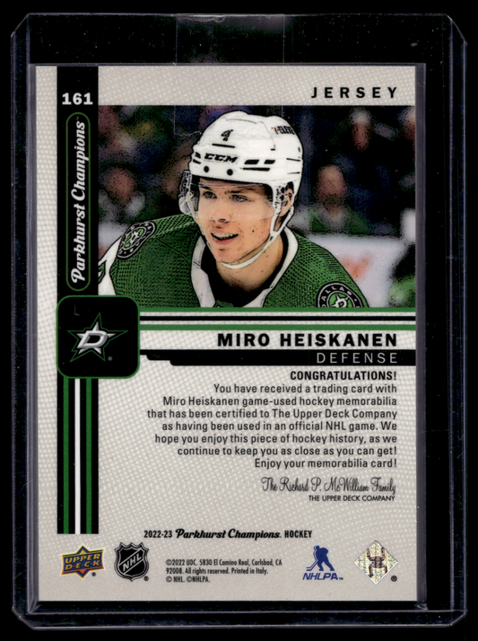 2022-23 Upper Deck Parkhurst Champions - Jersey - Miro Heiskanen #161