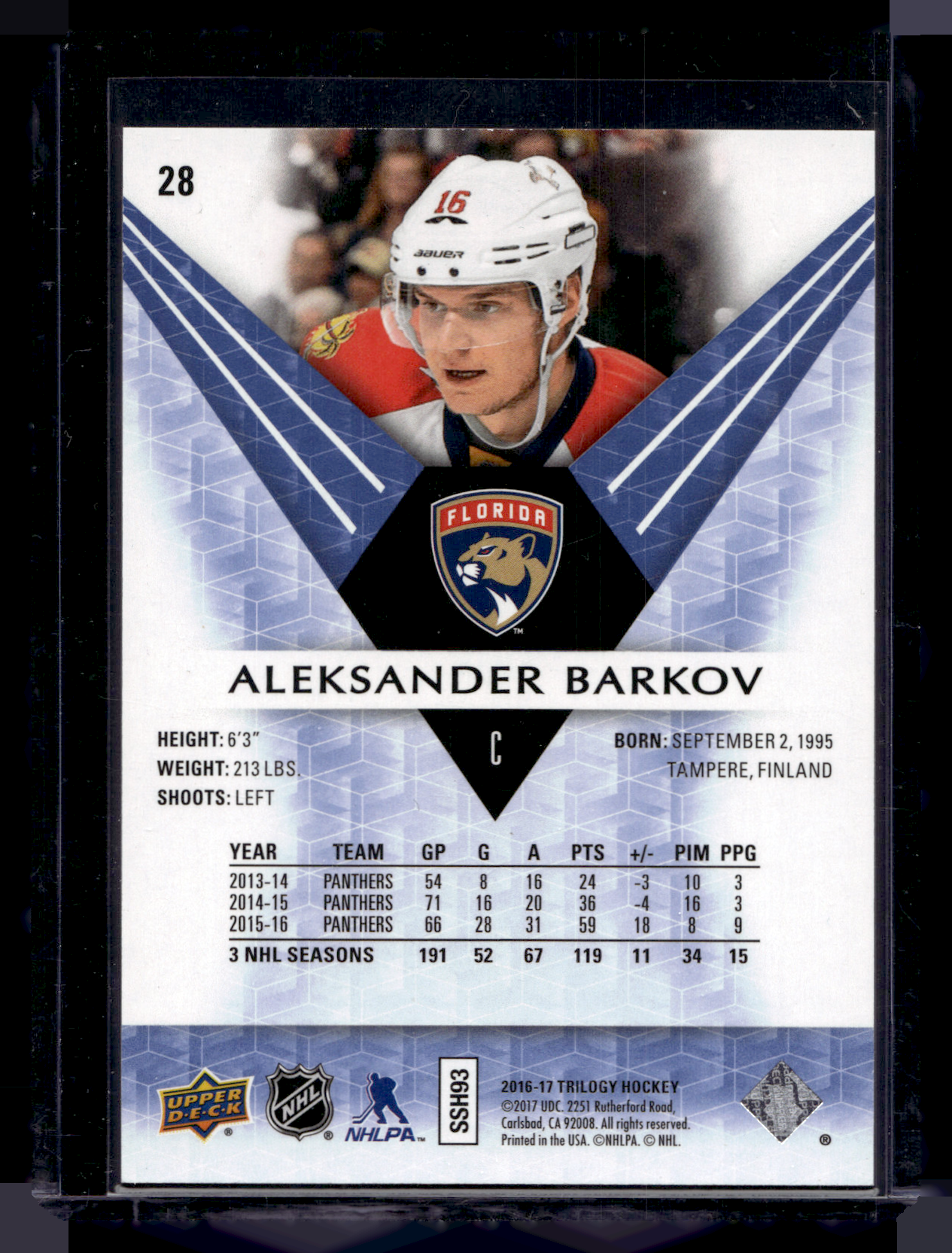 2016-17 Upper Deck Trilogy - Blue - Aleksander Barkov #28 /849