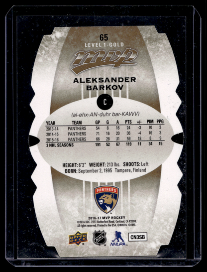 2016-17 Upper Deck MVP - Colors & Contours - Level 1 Gold - Aleksander Barkov #65