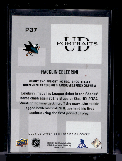 2024-25 Upper Deck Series 2 - UD Portraits - Macklin Celebrini #P37 RY