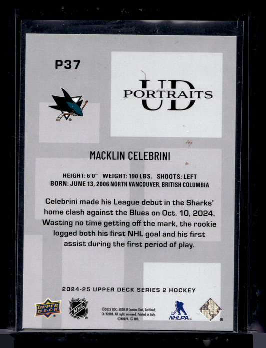 2024-25 Upper Deck Series 2 - UD Portraits - Macklin Celebrini #P37 RY
