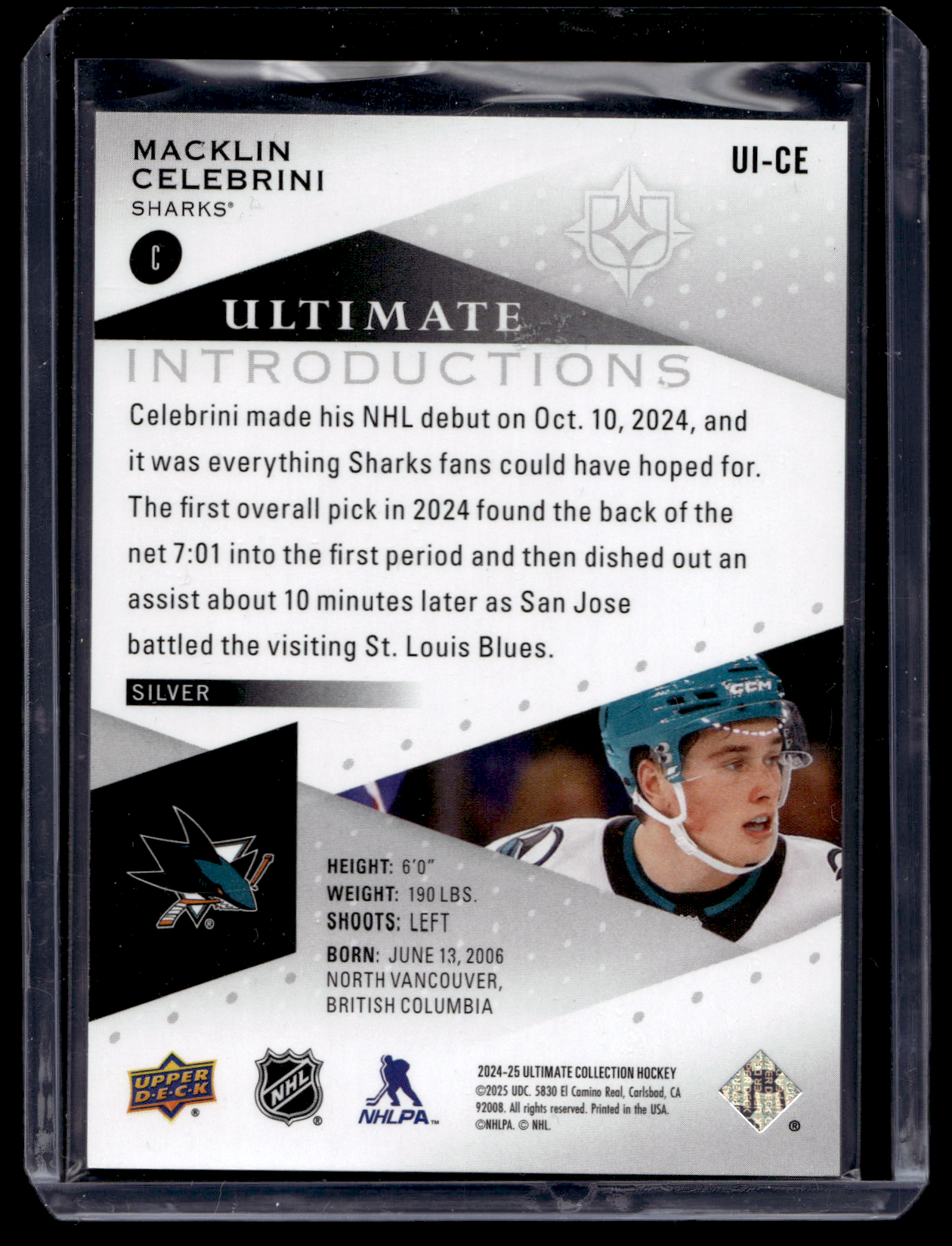 2024-25 Upper Deck Ultimate Collection - Ultimate Introductions - Macklin Celebrini #UI-CE RY